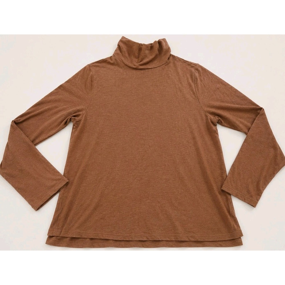 J.Jill Luxe Supima Turtleneck Tunic XL Brown Supima Cotton Stretch Long Sleeve - Picture 2 of 11